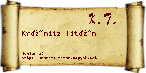 Kránitz Titán névjegykártya